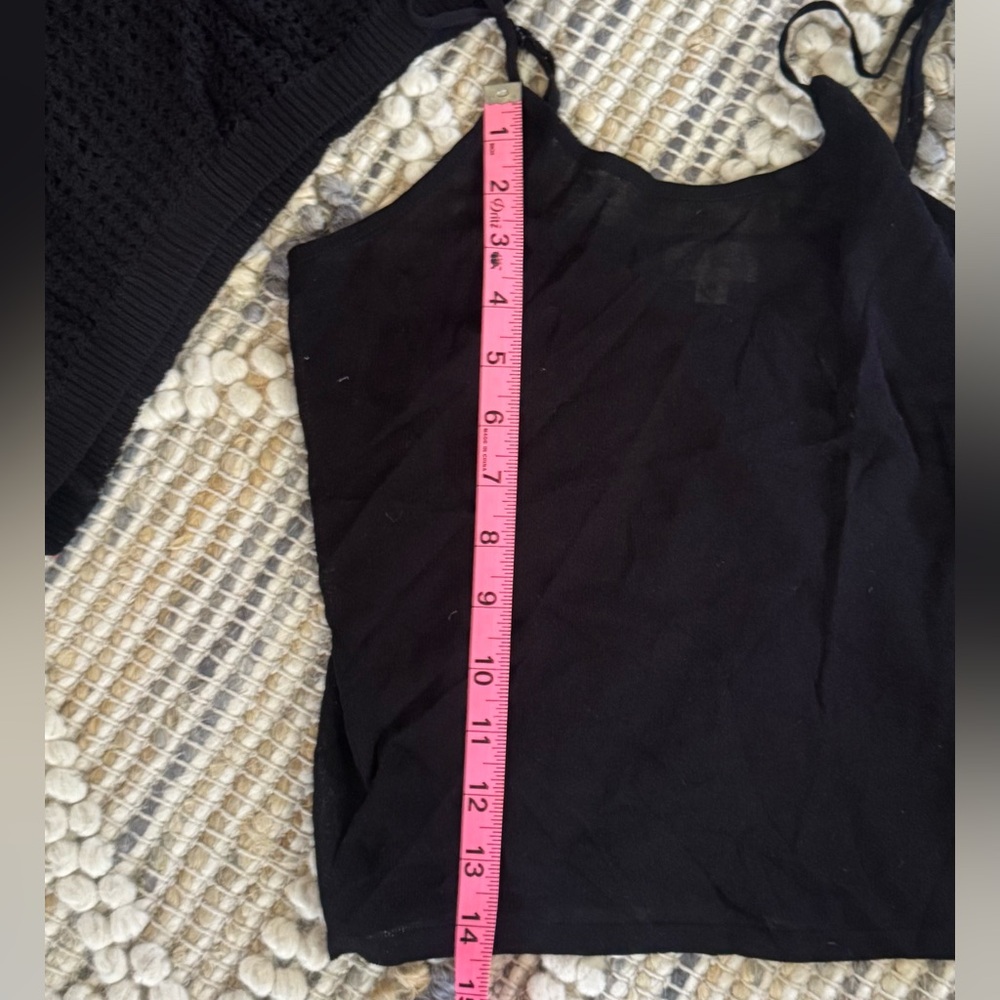 Hem & Thread Black Open-Weave Knit Top with Cami - Picture 8 of 10
